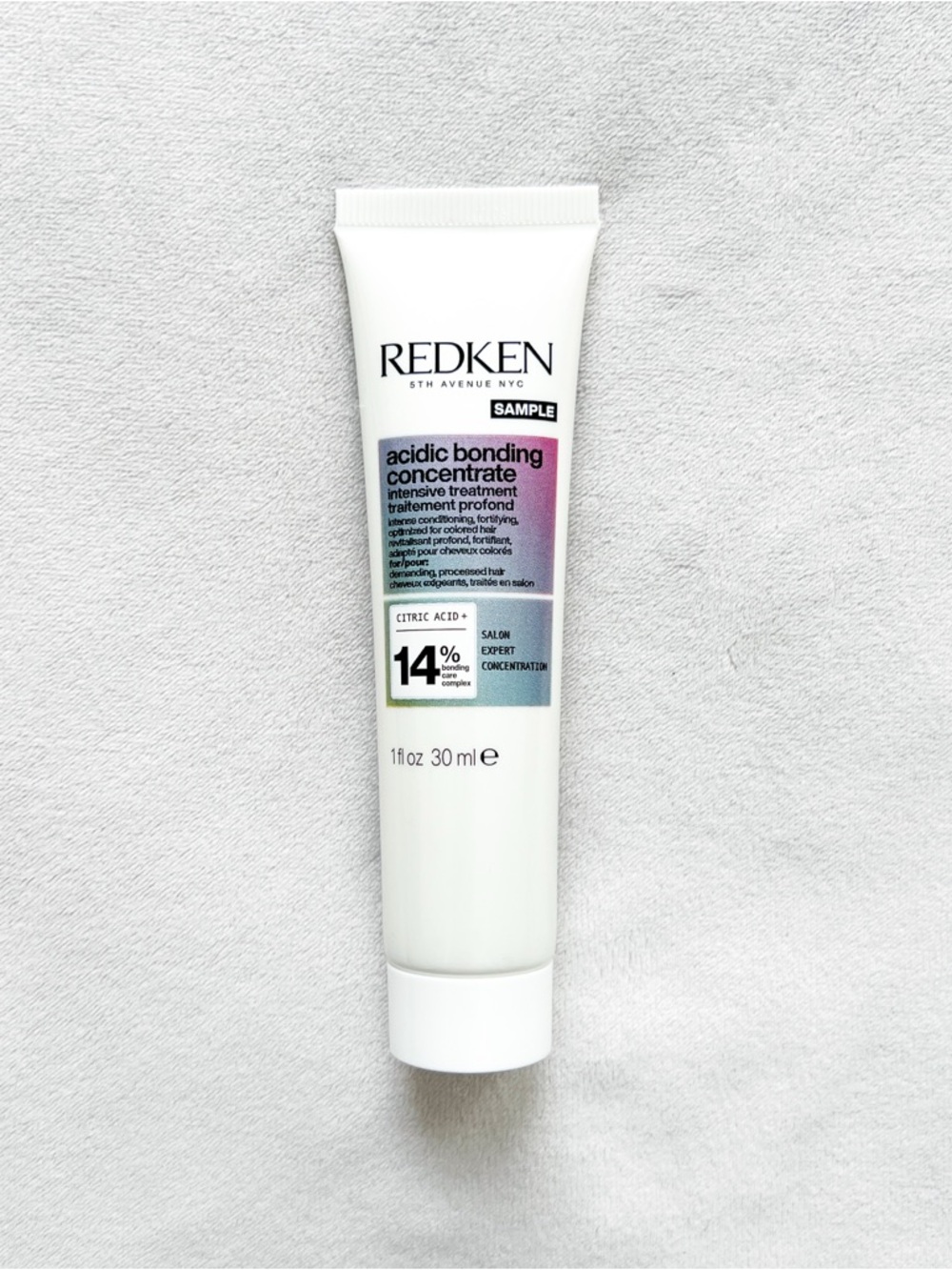 Redken White Tube with Purple and Blue Label - Acidic Bonding Concentrate